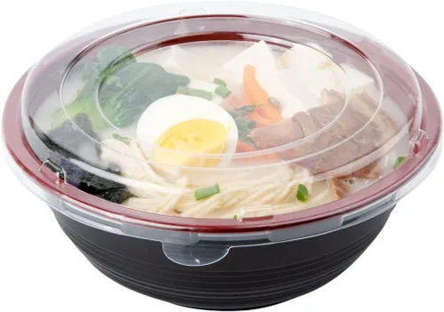 Miniatura 18 de Restaurantware Tazones de plástico para alimentos de 18 onzas, 200 recipientes desechables con tapa, aptos para Mircowave, sin BPA, cuencos
