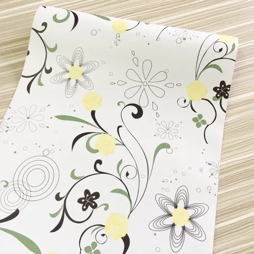 Miniatura 2 de Yifely Yellow Blooms - Revestimiento de papel decorativo para cajones y estantes, autoadhesivo, decoración de armario de almacenamiento de 17.7