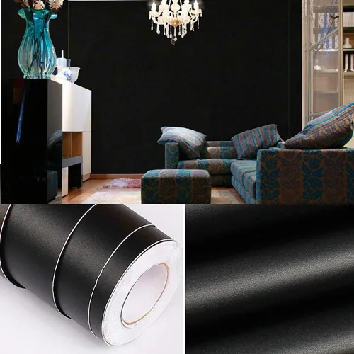 Miniatura 4 de REDODECO Papel adhesivo de vinilo con textura mate de color sólido, papel adhesivo para gabinetes, estantes, 15.8 x 79 pulgadas (negro)