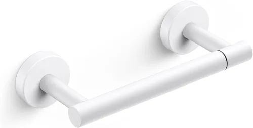 FORIOUS Soporte de pared para papel higiénico, soporte de rollo de papel higiénico de doble poste giratorio de acero inoxidable para baño, Blanco