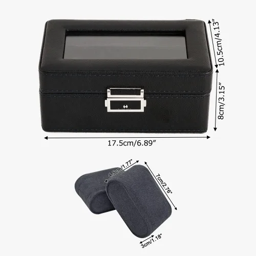 Miniatura 3 de Anyasun Caja de reloj con 3 ranuras, organizador de vitrina, caja de almacenamiento de reloj con tapa de vidrio para hombres y mujeres
