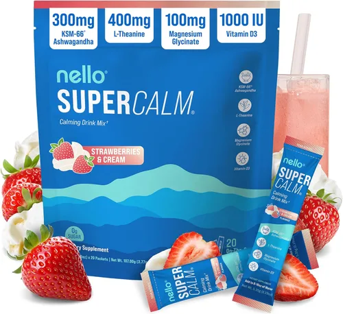 Miniatura 21 de Nello Supercalm - Mezcla de bebida en polvo, reductor de cortisol y ayuda para dormir, L Teanina, Ashwagandha Ksm-66, Magnesio Glicinato, Vitamina