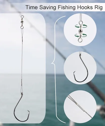 Miniatura 6 de Ganchos circulares de pesca para agua salada, 50 piezas, plataformas de gancho líder para lubina de bagre con ganchos compensados