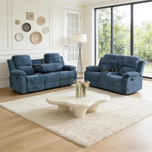 Miniatura 18 de Juego de sofá reclinable manual, juego de sofá reclinable de microfibra, juego de muebles modernos para sala de estar, sofá reclinable para sala