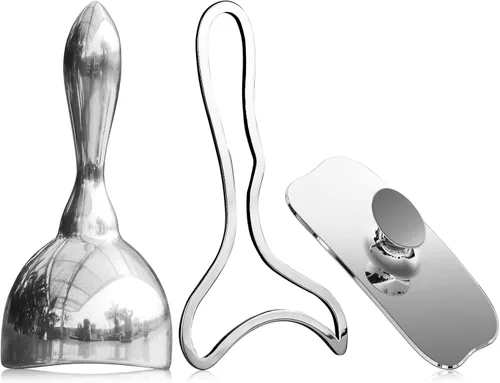 Miniatura 11 de ONUEMP Herramientas de terapia de masaje de acero inoxidable 4 en 1 para esculpir el cuerpo de hielo, kit de maderoterapia colombiana, raspado Gua