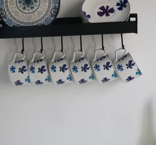 Miniatura 2 de GuangYang Juego de 6 tazas de té de 7 onzas, diseño de flores de color elegante