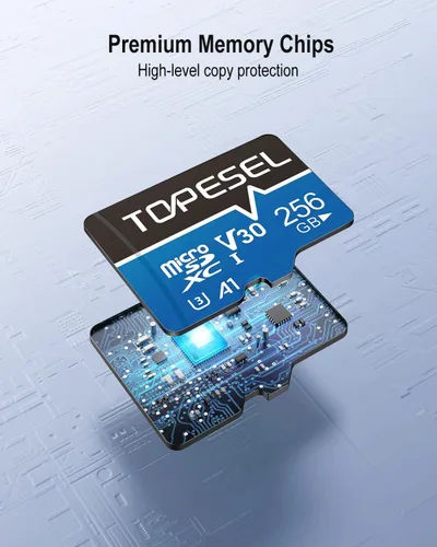 Miniatura 6 de TOPESEL - 2 tarjetas Micro SD de 256 GB, 4K HUD, tarjeta SDXC TF U3 con adaptador, tarjeta Micro Flash de alta velocidad UHS-I V30 para teléfonos