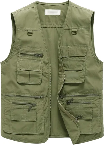 Chaleco de viaje casual Safari para hombre, 16 bolsillos, chaleco de trabajo al aire libre, chaqueta sin mangas, chaqueta de pesca, senderismo,