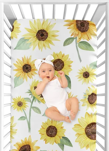 Miniatura 4 de Sweet Jojo Designs Sábanas ajustables para cuna (girasol floral bohemio) para niñas, guardería, habitación de niños pequeños, tamaño estándar