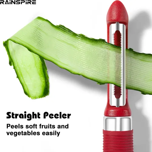 Miniatura 3 de Rainspire Juego de pelador de 3 piezas, pelador de verduras giratorio de alta calidad, accesorios de cocina, pelador de manzanas, pelador de papas