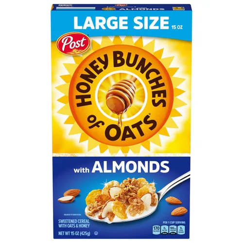 Post Honey Bunches of Oats con almendras, racimos de granola y almendras en rodajas, caja de 15 onzas