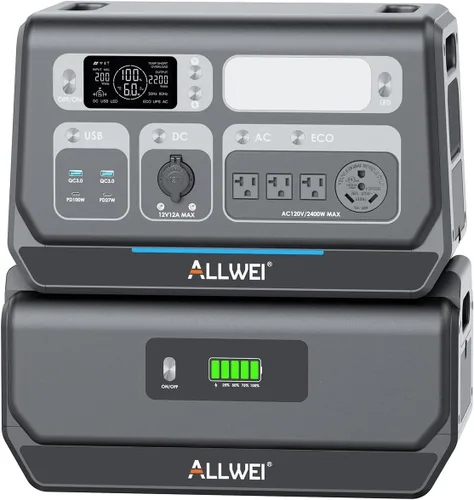 Miniatura 14 de ALLWEI - Estación de energía portátil 300 W (pico 600 W) mejorada, banco de batería LiFePO4 de 256 Wh, generador solar con 6 puertos de salida