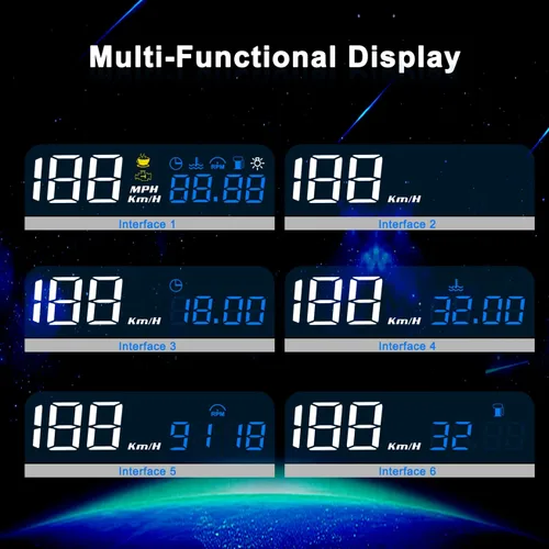 Miniatura 7 de KAOLALI Pantalla HUD Head Up Display para Coche, Pantalla HUD de Coche para Sistema Dual Digital OBD+GPS Pantalla de Medidor Inteligente MPH RPM
