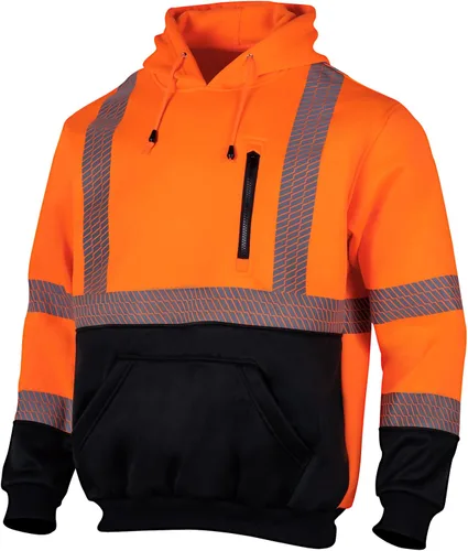 Miniatura 9 de VENDACE Hi Vis - Sudadera reflectante de seguridad para hombres ANSI Clase 3 de alta visibilidad, forro polar con cremallera de 1/4, sin capucha