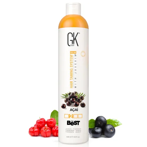 GK HAIR Global Keratin The Best ACAI (33.8 onzas líquidas/33.8 fl oz) Tratamiento capilar de queratina alisadora – Alisado profesional brasileño