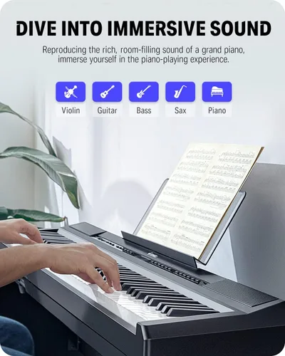 Miniatura 6 de Donner DEP-20 Piano digital para principiantes de 88 teclas, teclado ponderado de tamaño completo, piano eléctrico portátil con pedal