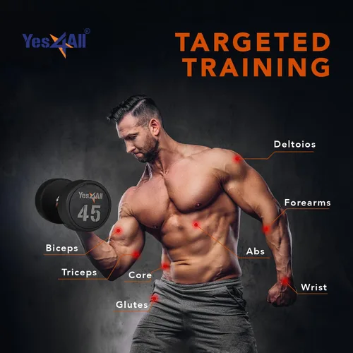 Miniatura 4 de Yes4All Mancuerna de uretano con mango moleteado antideslizante de 5 a 50 libras para construcción muscular, se vende individualmente