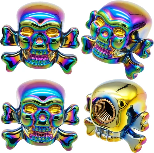 Miniatura 31 de 4 tapones de válvula de neumático estilo calavera, con anillo de goma O, cubiertas universales de vástago de válvula de neumático de núcleo de cobre