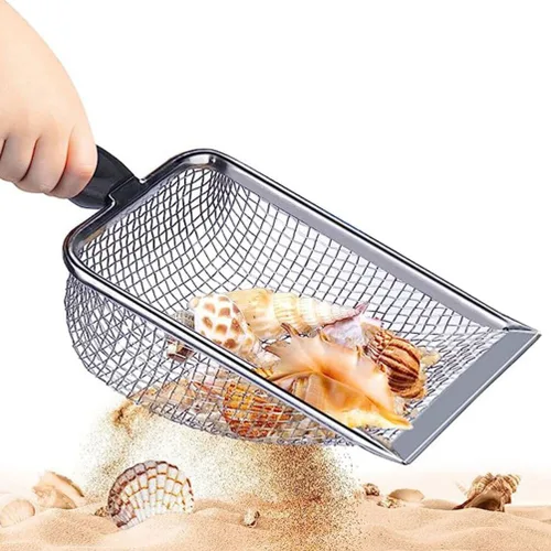 Miniatura 7 de Kichvoe 2 unids pala de playa al aire libre pala herramienta malla limpieza comida cocina arena cuchara conveniente ligero herramienta playa pala
