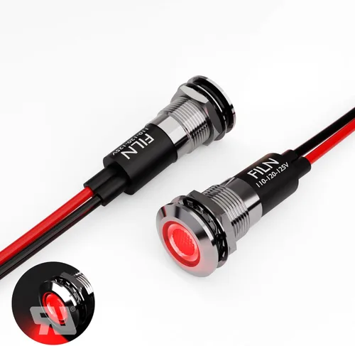 Miniatura 27 de 2 piezas de 12 mm (1/2") Luz indicadora LED blanca, lámpara de señal impermeable de metal, 5 V, 12 V, 24 V, IP67, luz de tablero para piloto