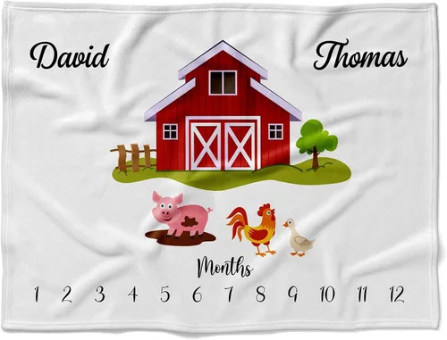 Miniatura 16 de Manta de bebé de granja personalizada, manta de bebé de animales de granja, manta de bebé floral, mantas florales para bebé, manta de bebé con Manta