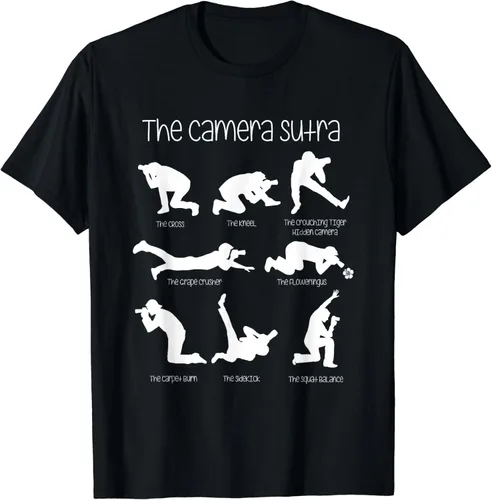 The Camera Sutra Funny Photography Poses Camiseta, Negro, S