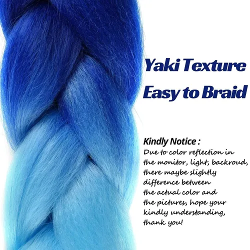 Miniatura 8 de Extensiones de cabello sintético para trenzar ombré, extensiones de cabello sintético jumbo para trenzas, de alta temperatura