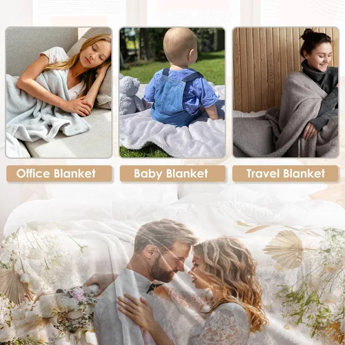 Miniatura 6 de Manta personalizada con imagen, regalos para novio, novia, manta de fotos personalizada para cumpleaños, aniversario, boda, Navidad 1 Foto