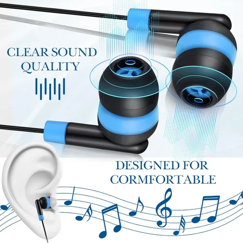 Miniatura 7 de Kanayu Paquete de 50 auriculares con cable a granel para aula, auriculares básicos con cable para estudiantes, sin micrófono, con conector de 0.138