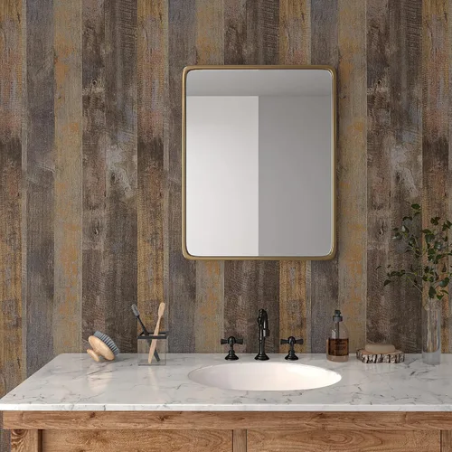 Miniatura 4 de VaryPaper Papel tapiz de madera rústica despegable y adhesivo de 15.7''x78.7'', papel de contacto de madera marrón para encimeras, impermeable