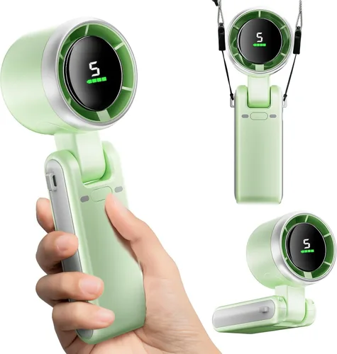 Mini ventilador portátil de mano, potente ventilador turbo plegable, batería de 10000 mAh y velocidad de 50000 RPM, ventiladores personales Verde