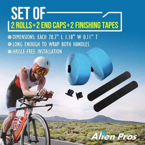 Miniatura 3 de ALIEN PROS Cinta para manillar de bicicleta de poliuretano (juego de 2) negro, rojo, blanco, rosa, azul, mejora el agarre de tu bicicleta con estas
