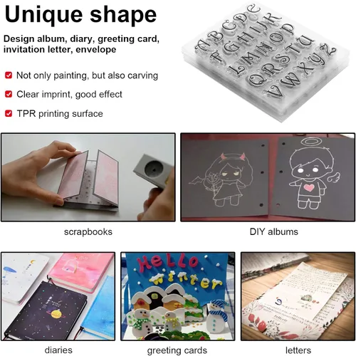 Miniatura 5 de TOPINCN Sello transparente para decoración de TPR, 8 uds, sello de decoración transparente, dibujo de bricolaje, álbum de recortes, cuenta de mano