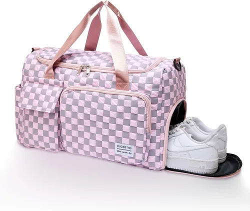 Miniatura 48 de Pequeña bolsa de gimnasio para mujer, bolsa de viaje con compartimento para zapatos