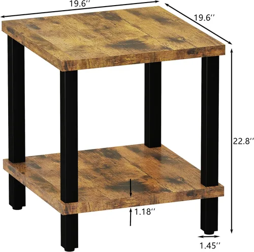Miniatura 3 de MMEOLUOOK MLBZ06R - Mesa auxiliar cuadrada grande para sofá, mesa de centro industrial de 20 pulgadas, mesa de noche con estante de almacenamiento
