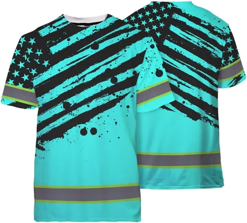 Miniatura 38 de Maddly Colección de ropa de trabajo de alta visibilidad con bandera de EE. UU., personalizada con nombre para trabajadores, corredores, camioneros