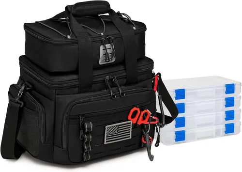 Miniatura 8 de Bolsa de aparejos de pesca, bolsa de almacenamiento de carretes de pesca desmontable, organizador de equipo de pesca, equipo de pesca duradero