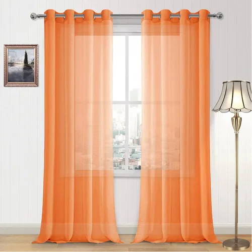 Miniatura 27 de DWCN Cortinas traslúcidas color verde frijol para sala de estar y dormitorio - Cortinas voile con aspecto de lino sintético con ojales en la parte