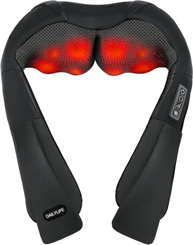 DAILYLIFE Masajeador Shiatsu de cuello y espalda con calor, masajeador eléctrico de amasamiento profundo para dolor de cuello, hombros, cintura,