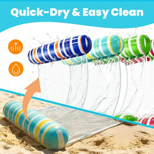 Miniatura 6 de Paquete de 4 flotadores de piscina para adultos, hamaca inflable de agua Meegoo con malla, flotador de piscina para adultos, flotador 4 en 1