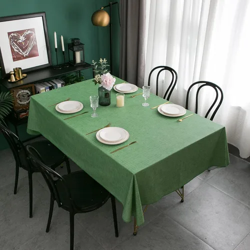 Miniatura 9 de LIBERECOO Mantel de vinilo con reverso de franela, verde hierba, impermeable, resistente a las manchas, mantel fácil de limpiar para vacaciones