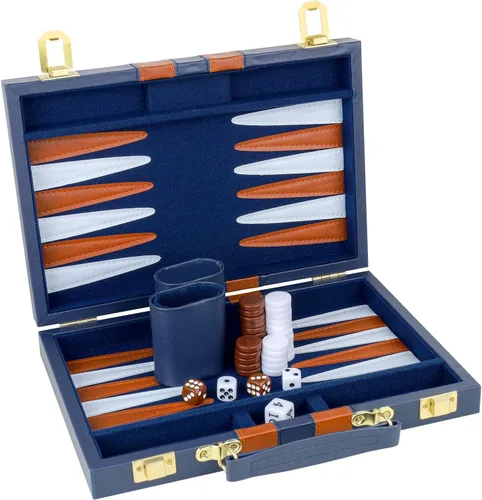 Miniatura 20 de Backgammon - Juego de 2 jugadores clásico de backgammon para adultos, juego de mesa con funda de piel sintética, portátil y juego de backgammon