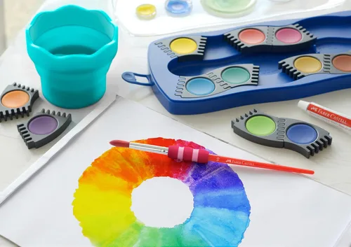 Miniatura 4 de Faber-Castell Juego de pinceles de pintura de agarre suave, pinceles de pintura para niños, 4 pinceles surtidos para acuarela y pintura al temple