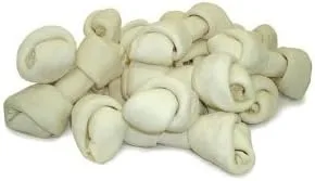 HDP Huesos de cuero crudo natural prémium de 4 a 5 pulgadas. Tamaño: paquete de 25 sabor: origina