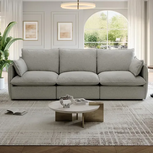 Miniatura 30 de Cloud - Sofá modular modular con relleno de plumón, sofá biplaza con respaldo alto y otomana, moderno sofá modular con funda extraíble, gris oscuro