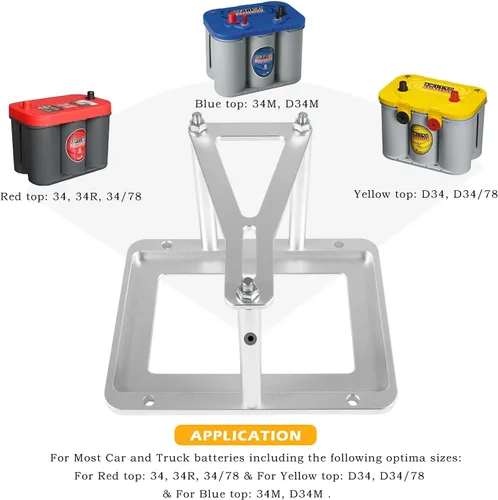 Miniatura 2 de Danti Bandeja de batería universal Mantenga abajo la batería del tronco Caja de reubicación Billet aluminio 551181 para Optima Race Racing Mount Red