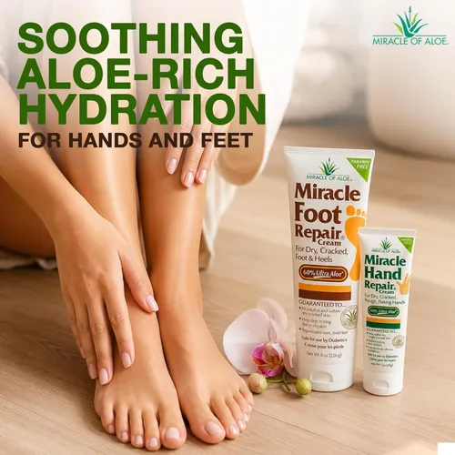 Miniatura 9 de Miracle - Crema reparadora de pies, 8 onzas + 1 onza Miracle Hand Repair, lociones curativas de aloe vera para manos y pies secos y agrietados