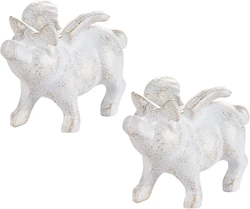 Miniatura 10 de Sungmor Juego de 2 figuras de hierro fundido de elefante y unicornio - Esculturas rústicas en negro para estante, escritorio o entrada - Estatuas