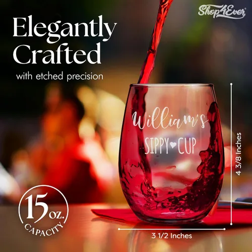 Miniatura 3 de Vaso de vino grabado personalizado con tu nombre, sin tallo, 15 onzas, regalo divertido para mamá pequeña, para papá, abuela, abuelo