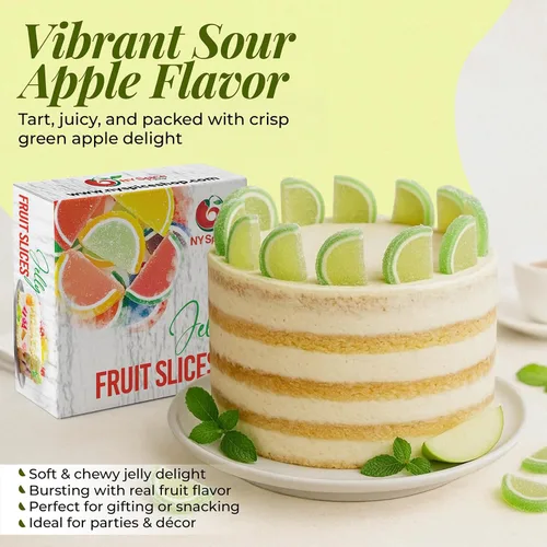 Miniatura 6 de NY Spice Shop Rebanadas de fruta de manzana – 1 libra de sabor cítrico masticable de gelatina de fruta de caramelo – Manzanas en rodajas a